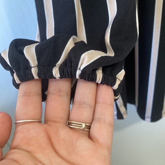 ADRIANNA PAPELL Striped Long Sleeve Cropped Sleeve Blouse Top Loose - Picture 3 of 7